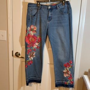 Christina V Nordstrom embroidered jeans size 14